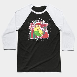 Christmas Budgie Yellow Baseball T-Shirt